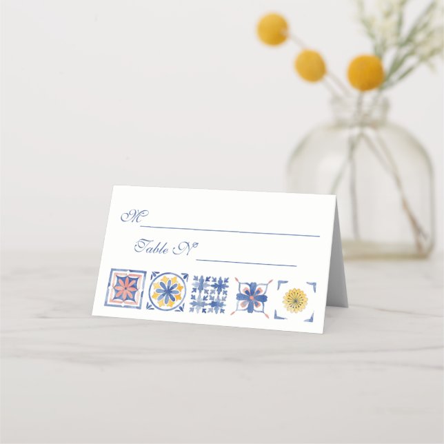 Carte De Placement Simple Elegant Tiles Amalfi Coast Italy Wedding (Devant)