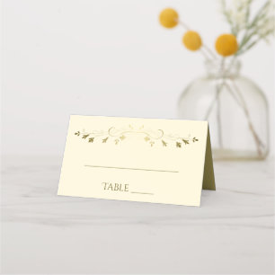 Carte De Placement Simple élégante Filigree Gold & Cream Mariage