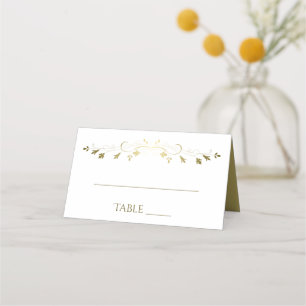 Carte De Placement Simple élégante Filigree Gold & White Mariage