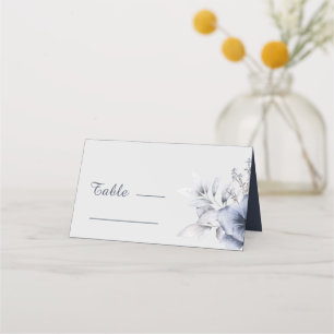 Carte De Placement Simple Mariage floral bleu Dusty