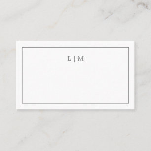 Carte De Placement Simple Mariage Gris Foncé Monogramme Élégant