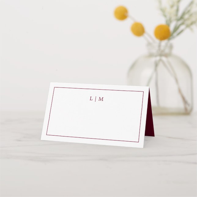Carte De Placement Simple Mariage Monogramme Élégant (Devant)