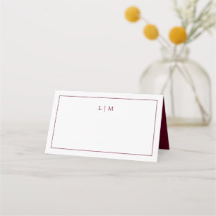 Carte De Placement Simple Mariage Monogramme Élégant