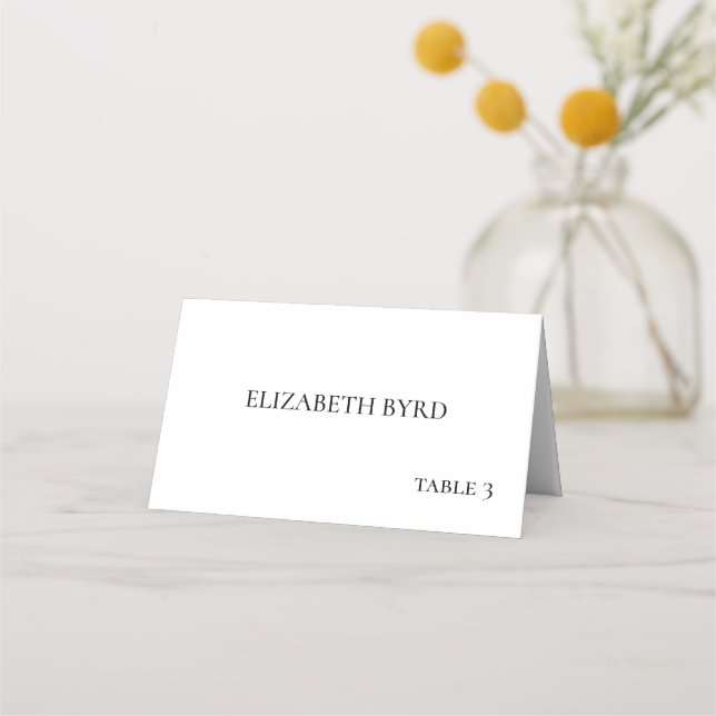Carte De Placement Simple Mariage Noir et Blanc (Devant)