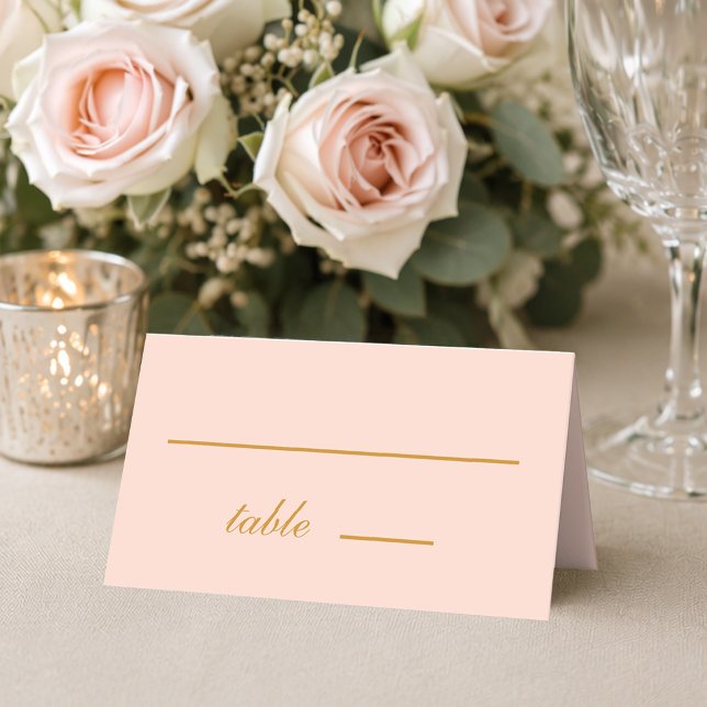 Carte De Placement Simple Mariage Rose Pâle Calligraphie Dorée (Créateur téléchargé)