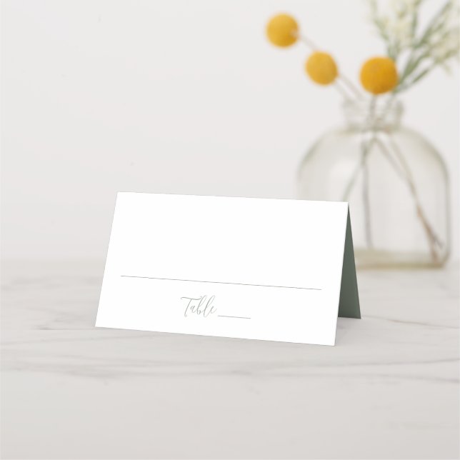 Carte De Placement Simple Mariage Vert Sauge Script (Devant)