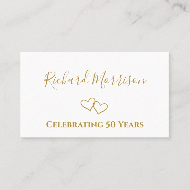 Carte De Placement Simple moderne Golden 50th Anniversary Nom de la f (Devant)