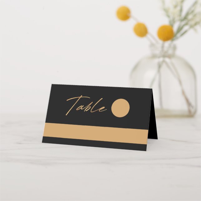 Carte De Placement Simple moderne Mariage noir et or (Devant)