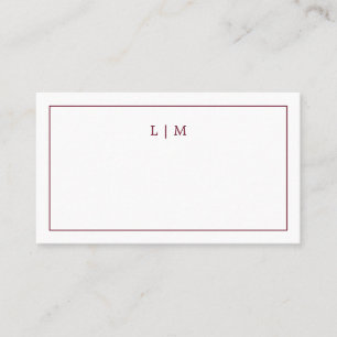 Carte De Placement Simple Monogramme de Bourgogne Élégant Mariage