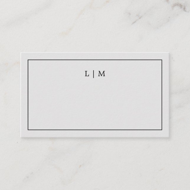 Carte De Placement Simple Monogramme Gris Clair Mariage Élégant (Devant)