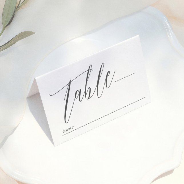 Carte De Placement Simple Monogramme Mariage Calligraphie Noir & Blan (Créateur téléchargé)