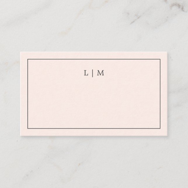 Carte De Placement Simple Monogramme Rose Pâle Mariage Élégant (Devant)
