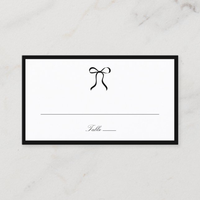 Carte De Placement Simple Nœud Papillon Mariage Classique (Devant)