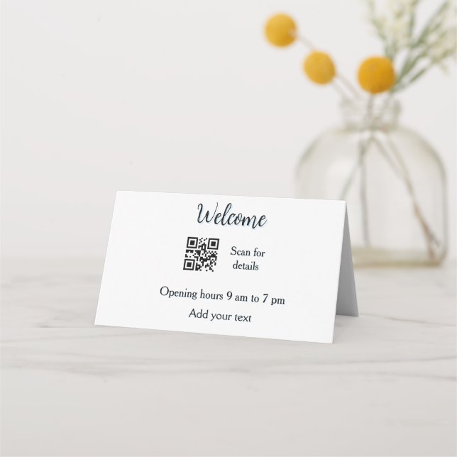 Carte De Placement Simple ouverture de bienvenue code-barres QR ajout (Devant)