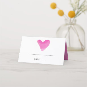 Carte De Placement Simple Peinture Strokes & Heart Mariage Place Card