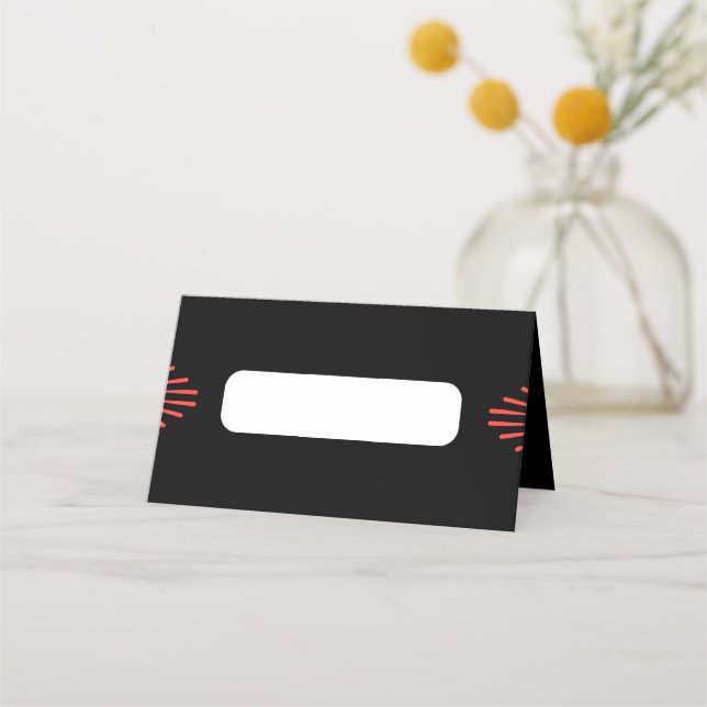 Carte De Placement Simple style rétro Table noire et rouge rose (Devant)