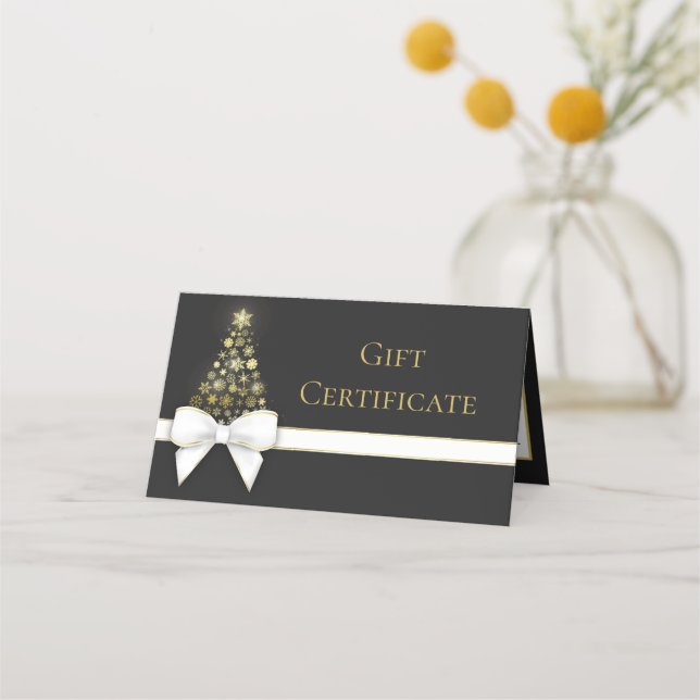 Carte De Placement Snowflakes Bow Black Grey Christmas Tree Carte cad (Devant)