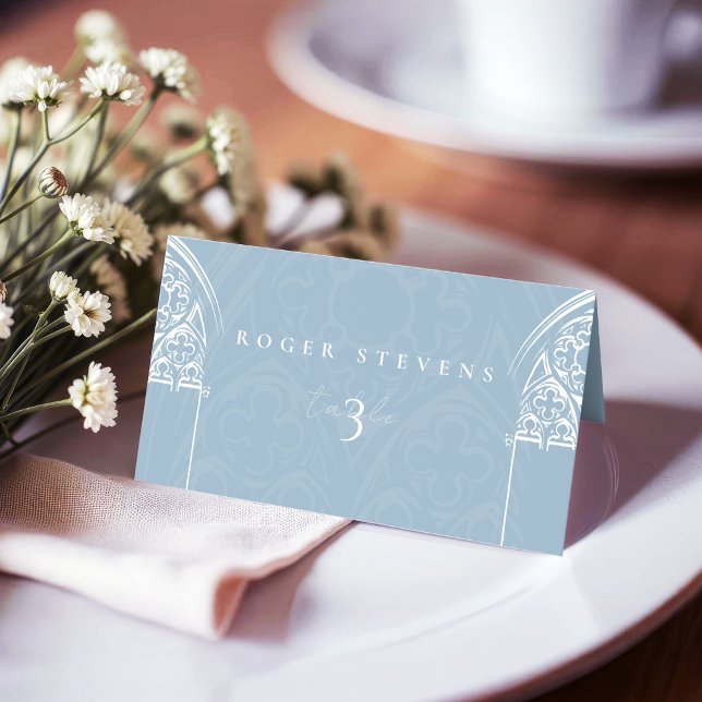 Carte De Placement Snowy Gothique Hiver Fairytale Noël Bleu (Créateur téléchargé)