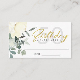 CARTE DE PLACEMENT SOFT IVORY BLANC FLORAL WATERCOLOR BUNCH ANNIVERSA