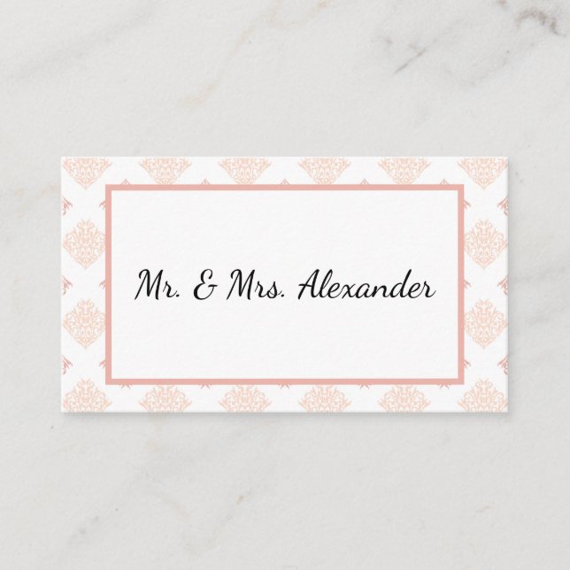 Carte De Placement Soft Peachy Blush Damask (Devant)