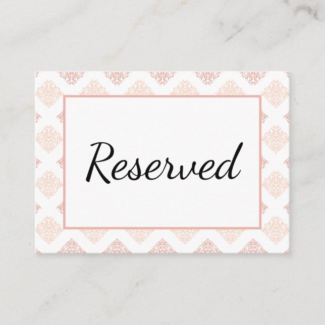 Carte De Placement Soft Peachy Blush Damask (Devant)