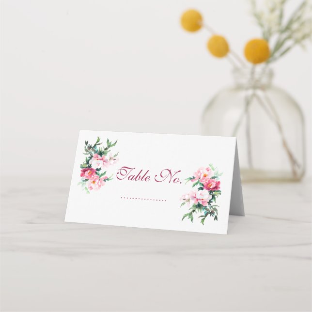 Carte De Placement Soft Pink Peony & Eucalyptus Floral  (Devant)