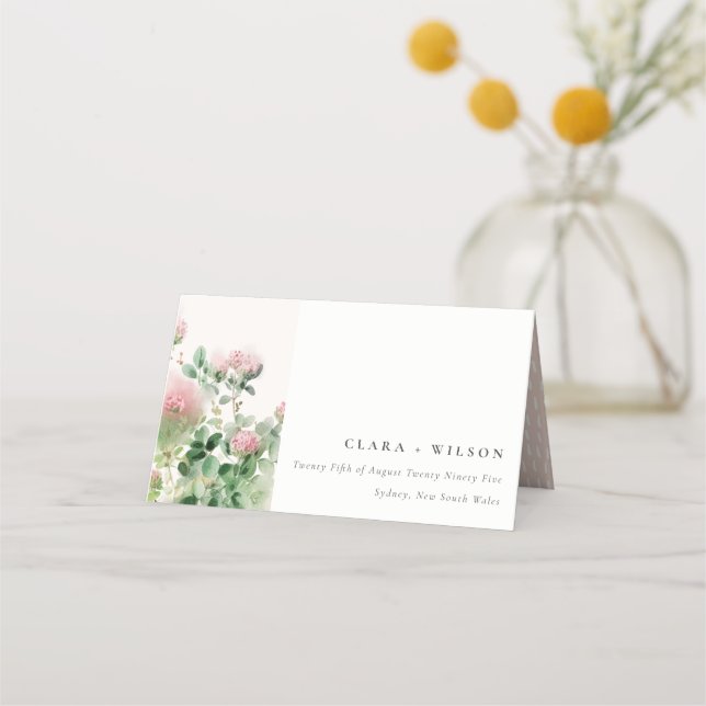 Carte De Placement Soft Subtle Rose Aquarelle Floral Garden Mariage (Devant)