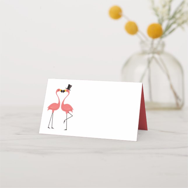 Carte De Placement Soirée de mariage rose Flamant rose Tropical Escor (Devant)