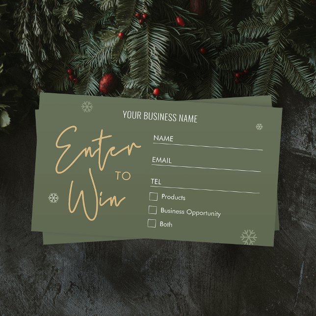 Carte De Placement Sonnette de Noël Entrez pour gagner le billet de l (Add a festive touch to your raffle with these green and gold enter to win raffle tickets)