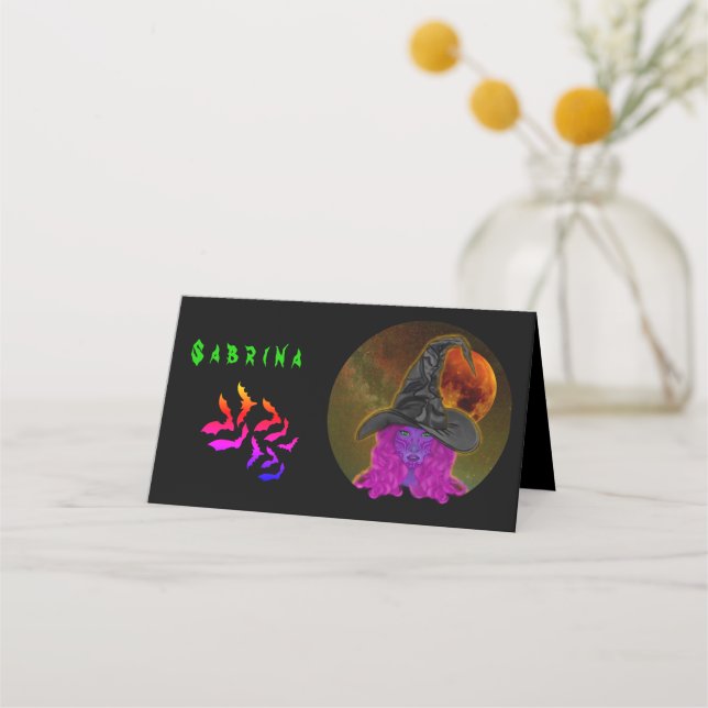 Carte De Placement Sorcière d'Halloween personnalisée (Devant)