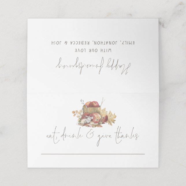 Carte De Placement Souris Manger Boire Donner Des Noms Joyeux Amitié (Extérieur déplié)