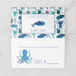 Carte De Placement Sous la mer Marine Kids Marine Birthday Party<br><div class="desc">Sous La Mer Marine Kids Marine Birthday Party Pladed Seating Cards. Inscrivez le nom et le numéro de table des invités de la fête. Coordonner avec d'autres aquarelles nautiques sous les provisions de la fête d'anniversaire de la mer.www.SamAnnDesigns.com</div>