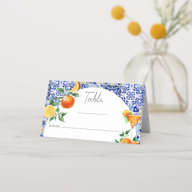 Carte De Placement Spritz Méditerranéen Mariage Table Porte-nom (Devant)