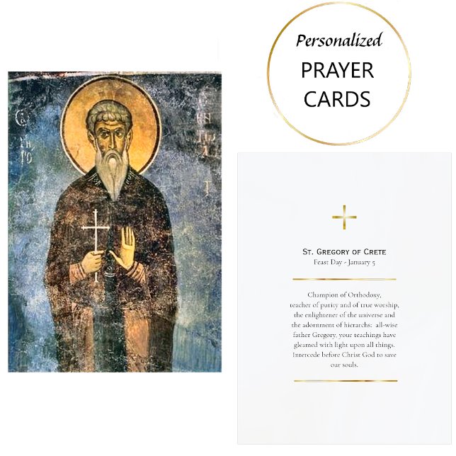 Carte De Placement St. Gregory of Crete Orthodox Prayer Card (Créateur téléchargé)