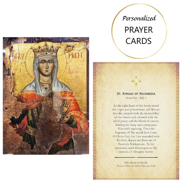 Carte De Placement St. Kyriaki of Nicomedia Orthodox Prayer Card      (Créateur téléchargé)