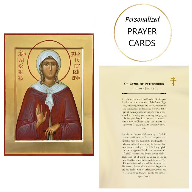 Carte De Placement St. Xenia of Petersburg Orthodox Prayer Card (Créateur téléchargé)