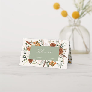 Carte De Placement Stag rustique botanique mariage sauge vert floral