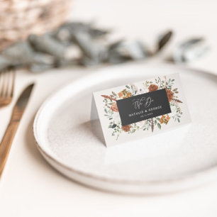 Carte De Placement Stag rustique botanique mariage terre cuite floral