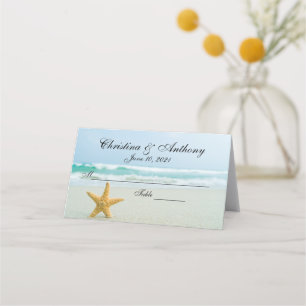 Carte De Placement Starfish sur la plage Mariage de la réception Cart