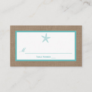 Carte De Placement Starfish Turquoise Burlap Beach Wedding Collection