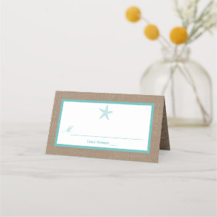 Carte De Placement Starfish Turquoise Burlap Beach Wedding Collection