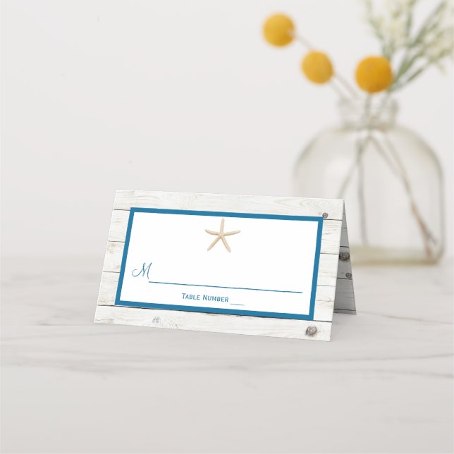 Carte De Placement Starfish Whitewashed Wood Beach Wedding Collection (Devant)