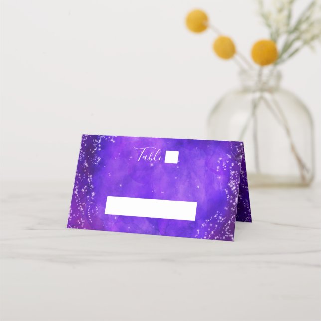 Carte De Placement Starry Night Galaxy Purple Aquarelle Numéro de tab (Devant)