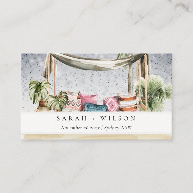 Carte De Placement Starry Nuit Tropical Palm Beach Cabana Mariage (Devant)