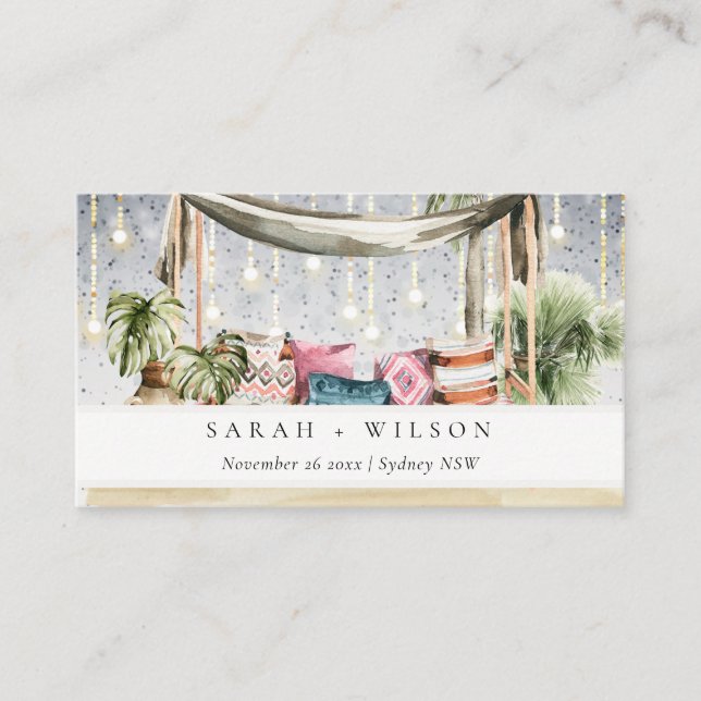 Carte De Placement Starry Nuit Tropical Palm Beach Cabana Mariage (Devant)
