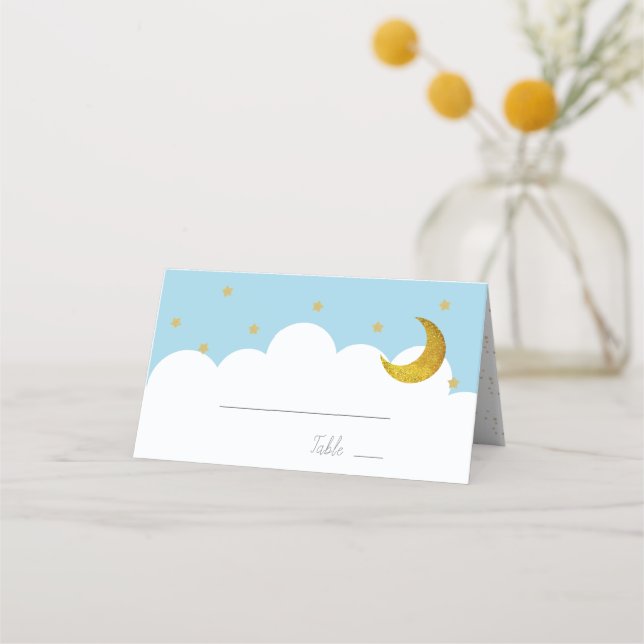 Carte De Placement Stars & Lune Baby Blue Boy (Devant)