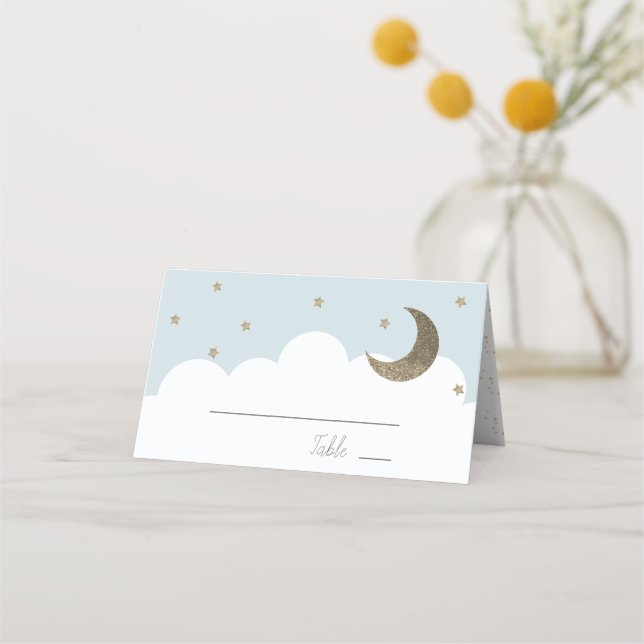 Carte De Placement Stars & Lune Baby Blue Boy (Devant)