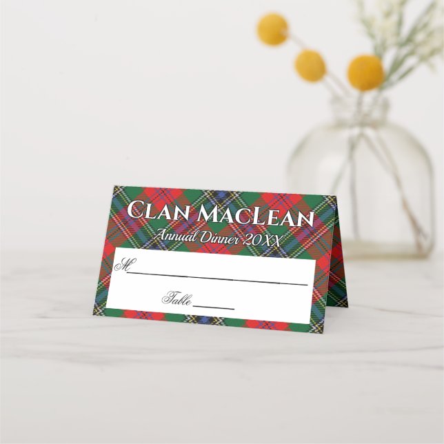 Carte De Placement Stately Clan MacLean Tartan Motto (Devant)