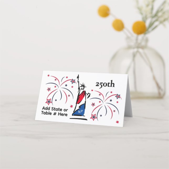 Carte De Placement Statue de la Liberté avec zone de texte 250e Feu d (Devant)