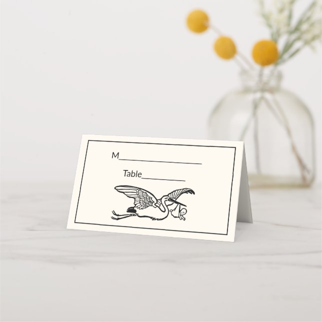 Carte De Placement Stork #2 Baby shower Sexe Révéler l'ivoire BG (Dos)